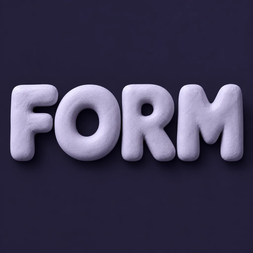FORM sculpted in matte lavender clay with open counters and soft shadows on deep plum