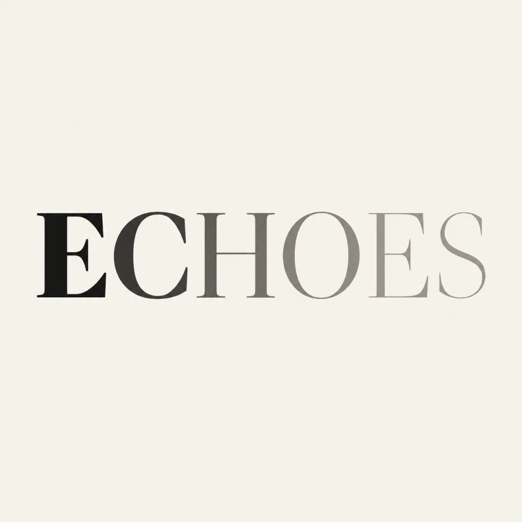 ECHOES in black capitals that decrease in weight across an ivory square album-cover study